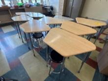 9 Student adjustable desks with 7 stool - 1106