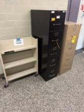 2 metal File Cabinets and metal rolling cart - outside room 1107
