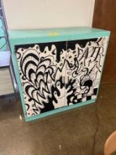 Wood storage organizer with plastic trays - 1117