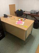 Wood table, metal desks, office chairs - 1116