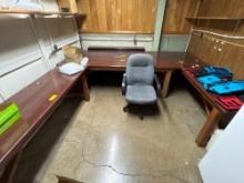 4 7ft wood tables and office chair - room 1116