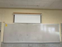 Large Dry erase board, Da-Lite projector screen, 80s magnavox tv, - 1109