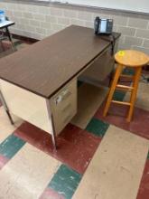 Metal desk with wood stool - 1115