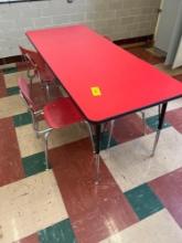 6ft table with 4 metal chairs - 1115