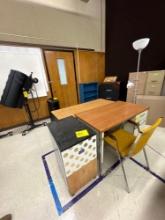 Table, desk, chair, wooden file cabinet, lamp - 1114