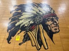 Warrior Head on Basketball Gym Floor to be cut out of floor - Gymnasium
