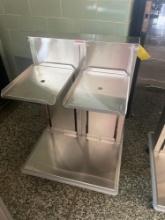 Stainless Steel Piper brand cantilever double tray dispenser - outside gym