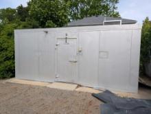 American Panel walk in cooler with Russell Refrigeration unit, Behind School