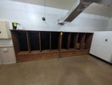 Wood locker room storage lockers, 16 ft long, room 2106