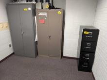 Pair of metal 2 door cabinets and file cabinet, room 1202