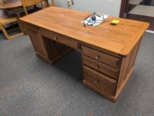 Modern oak knee hole desk, room 1202
