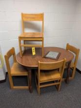 4 Wood chairs with dinette Formica top table, room 1202