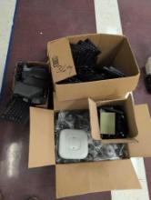 Group of misc electronics, power cords, keyboards, speakers, room 1201