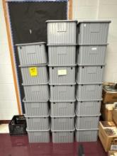 20 plastic crates with dividers - room 1201