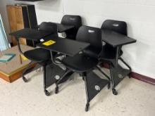 4 adjustable desks on wheels - room 1201