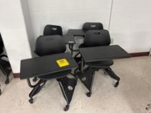 4 adjustable desks on wheels - room 1201