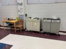 table - chair - metal charging cabinets - room 1201