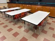 Three youth adjustable leg tables and chairs - Rm 1302