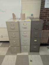 3 Metal 4 drawer file cabinets, room 1309