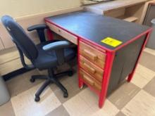 Painted Teacher Desk with chair, trash can - Rm 1303