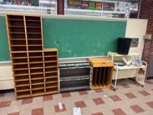 Wood Cabinet Organizers, Two Tier Cart, Fan, Waste Bin - Room 1308