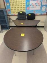 Hexagon and Round tables, 2 office chairs, room 1304