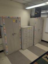 Pair of metal 2 door cabinets and 4 drawer files, room 1304