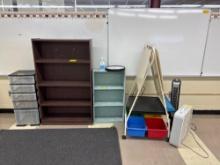 Book Cases, Cart, Organizers, Fans, Magnavox TV with Mount, Whiteboard - Room 1307