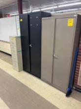2 metal storage cabinets and 1 metal file cabinet - 1305