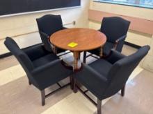 Table with (4) Upholstered Black Chairs - Room 1306