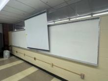 Projector screen, white board approx 12, fan, chair, metal shelving, mounted tv - Rm. 1306