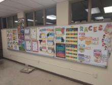 (7) Dry erase boards, screen and TV, room 2307