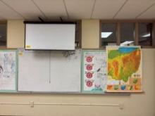 Nystrom OHIO Map, White Board, Pull Down Projector Screen, Magnavox Tv With Mount - Room 2306