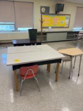 2 tables, student desk, 3 chairs, metal desk, hall tree, - 2308