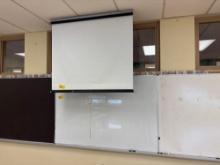 White Board , Projector Screen, TV, (2) Metal Two Door Cabinets - Room 2303