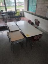 Activity table, desks and chairs, room 2106