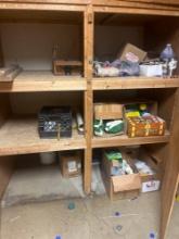 Contents of cabinet, basketballs, school items