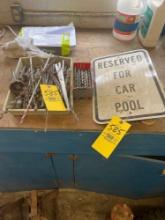 Assorted Drill bits and sign - maintance garage