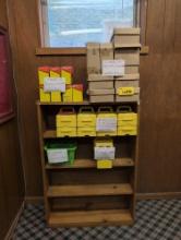 Group of assorted calculators, combo locks and shelf, room 1401