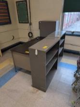 Metal bookcases, teachers desk and file cabinet , room 2406