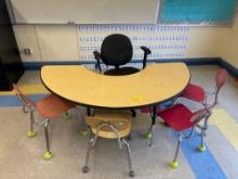 Half Round Table, (4) Chairs, Office Chair - Room 2408