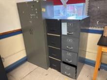 (2) Filing Cabinets, Two Door Metal Cabinet