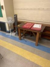 Table, wood shelf, cabinet, fans, organizer - 2409