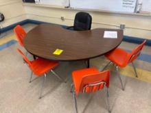 Half Round Table with (4) Chairs and Office Chair - Room 2410