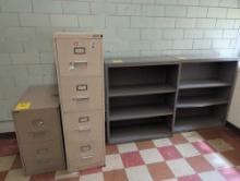 Pair of metal shelves, file cabinets, , room 1503