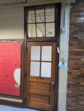 Early classroom door and Transom window set, room 2410