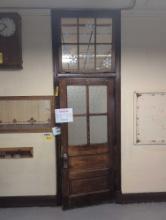 Early classroom door and Transom window set, room 2404
