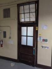 Early classroom door and Transom window set, room 2405