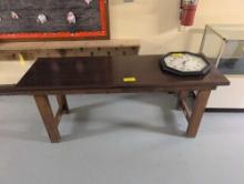 6ft solid wood table, wall clock - 2nd floor old school