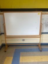 Dry erase board on rotating wheel cart - 3413